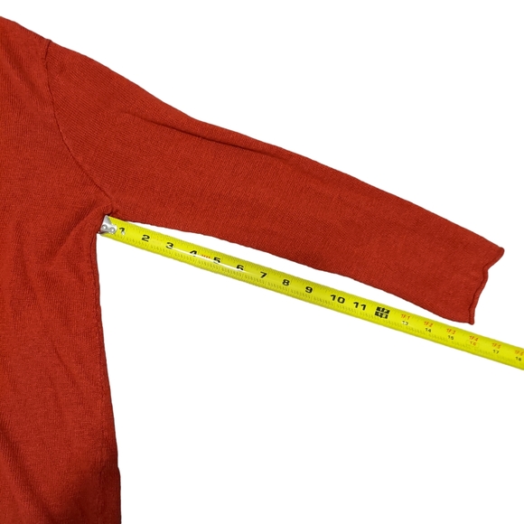 Eileen Fisher Petite Small Cinnamon Orange 100% Linen Knit Cardigan Sweater LS - Picture 6 of 14